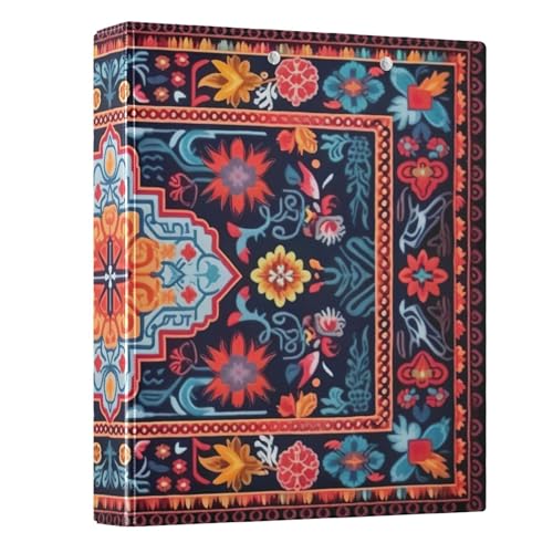 Vintage Knitting Pattern 3 Ring Binder 1.5” D Ring Binder for Letter Size Holds 200 Sheets, 3 Interior Clear Pockets, for School Office, 1 Pack