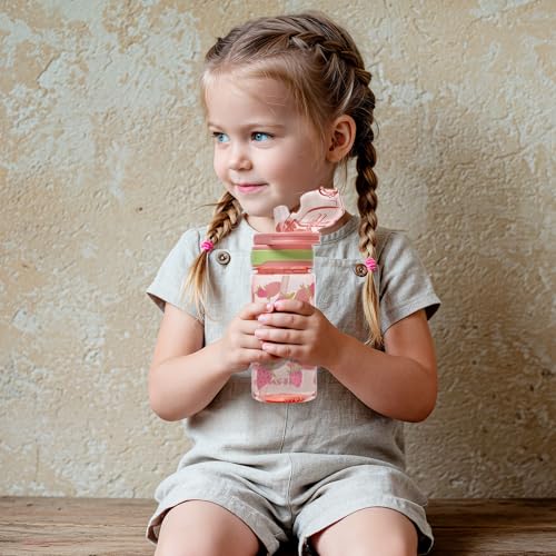 Kids Water Bottle for School, 16 Oz Plastic Straw Water Bottle with Silicone Spout and Leakproof Cover, Dishwasher Safe (Strawberry) - color: Strawberry, size: 16 Ounces