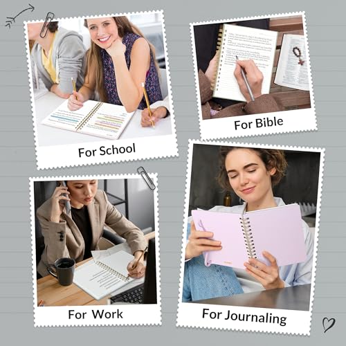 SUNEE Lined Spiral Journal Notebook for Women, 146 Pages College Ruled Hardcover Journaling Notebook for Work, Note Taking and Office School Supplies, A5 -Black - color: Black