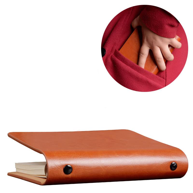 XIGUI 2-Pack 6 Ring Binder Cover, Leather A7 Binder Notebook Cover Refillable Loose Leaf Round Ring Personal Journal with Insert 50 Sheets Paper ，Mini Pocket Notepad