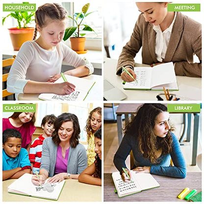 feela 12 Pack Notebooks Journals Bulk, Hardcover Notebook Classic Ruled Lined Journals with Pen Holder for Women Girls School Business Supplies, with 12 Black Pens, 120 GSM, 5.1”x8.3”, A5, Green - color: 12 Green