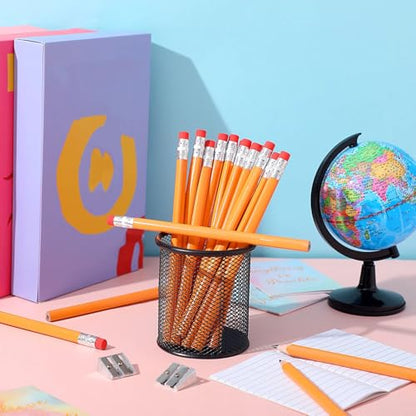 Fainne 48 Pcs Fat Pencils Jumbo Big Thick Large Pencils and 3 Pieces Sharpeners for Kids Beginners Preschoolers Kindergarten School Office Supplies(Orange+Silver,Triangle) - color: Orange+Silver, style: Triangle
