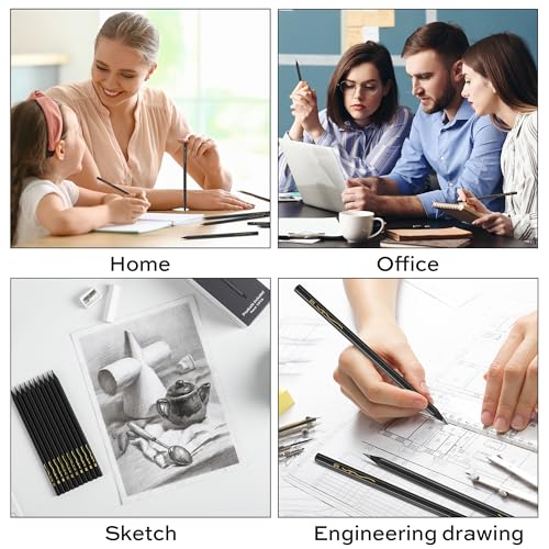 VUSIGN #2 Pencils Bulk, 72 Pack Pre-Sharpened HB Pencils, With 1 Sharpener & 2 Erasers for School, Office, Writing, Drawing Use,Black