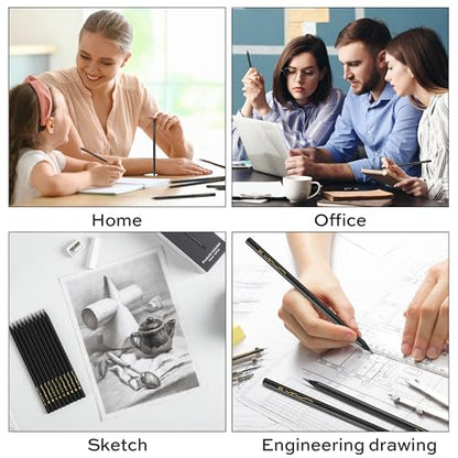 VUSIGN #2 Pencils Bulk, 72 Pack Pre-Sharpened HB Pencils, With 1 Sharpener & 2 Erasers for School, Office, Writing, Drawing Use,Black