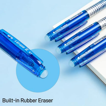 M&G Erasable Pens, 15 Pcs Erasable Gel Pen Medium Point 0.7mm, Blue Erasable Gel Ink Pen with Comfort Grip and Cap, Make Mistakes Disappear for Drawing Writing Planner and Crossword Puzzles - color: Blue