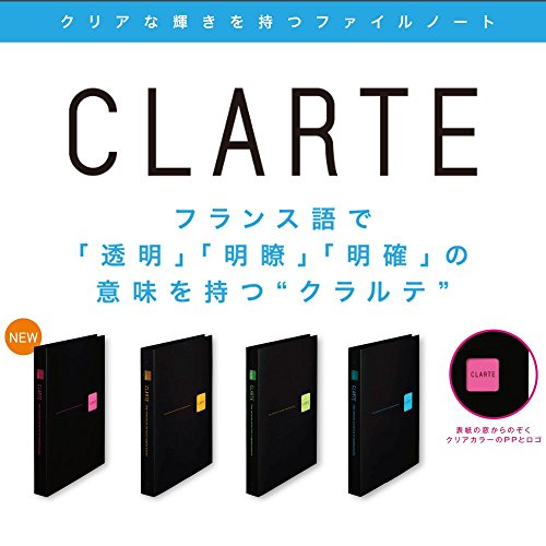 Maruman CLARTE 26‑Ring Binder with Index Window & 5 Laminated Tab Dividers, B5 Size, 7.17" x 10.12", Includes 10 Loose-Leaf Ruled Sheets and Storage Pocket, Holds Up to 120 Sheets, Black & Pink - color: Pink