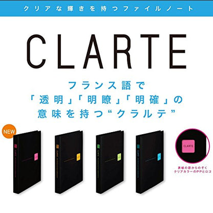Maruman CLARTE 26‑Ring Binder with Index Window & 5 Laminated Tab Dividers, B5 Size, 7.17" x 10.12", Includes 10 Loose-Leaf Ruled Sheets and Storage Pocket, Holds Up to 120 Sheets, Black & Pink - color: Pink