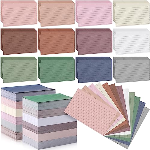 Ctosree 1440 Pcs Colored Index Cards 3 x 5 Inches Flash Cards,Morandi Color | Note Cards Bulk for Studying, Lined Note Sheets with Printed Ruled, Double Side, for Studying Memory Learning School - color: Morandi Color