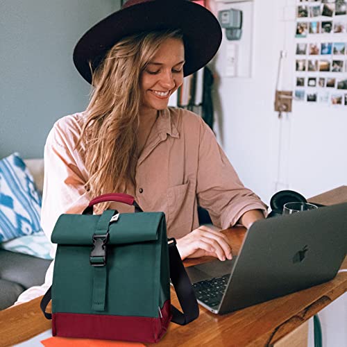 SUNNY BIRD Insulated Lunch Bag Rolltop Lunch Box (Green) - color: Green