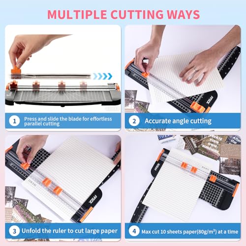 A4 Black Paper Cutter Slider 12 Inch Titanium Straight Paper Trimmer, Paper Cutter for Classroom Scrapbooking Cutter, Papercraft Supplies - color: Black