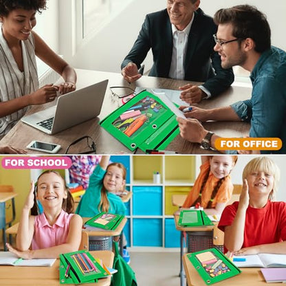 Pencil Pouch for 3 Ring Binder, 2 Pack Pencil Bags with Zipper, Green Pencil Case for Classroom School Office Supplies, Large Sturdy and Durable Cloth Pencil Pocket for 3 Holder Binder - color: Green