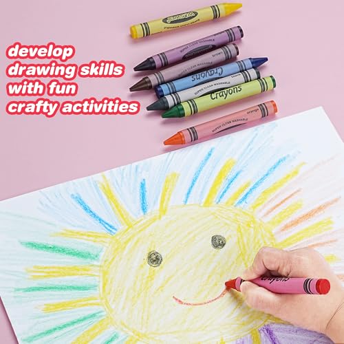 WOSWEL Super Washable Jumbo Crayons Bulk, 12 Pack with 10 Bright Colors, Non-Toxic Easy-Grip for Toddlers 1-3 & Kids Ages 4-8, Safe Art Supplies for Coloring Books & School Projects