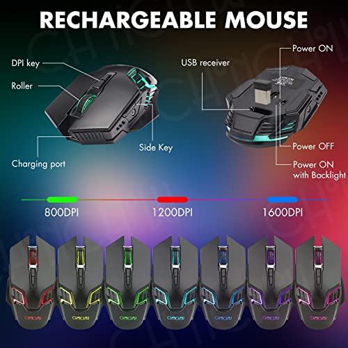 Wireless Gaming Keyboard Mouse,Recharge LED Lighted Combo for Xbox PS5/4 PC | 87 Key Backlit Ergonomic Wireless Mouse and Keyboard Combo for Xbox PS5 PS4 PC Laptop