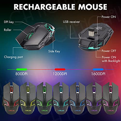 Wireless Gaming Keyboard Mouse,Recharge LED Lighted Combo for Xbox PS5/4 PC | 87 Key Backlit Ergonomic Wireless Mouse and Keyboard Combo for Xbox PS5 PS4 PC Laptop