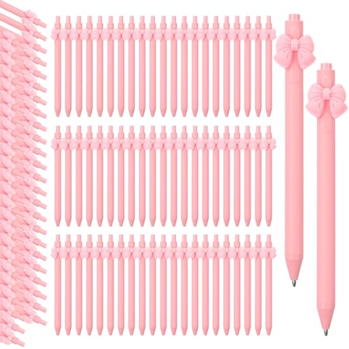 Fulmoon 50 Pcs Pink Bow Pens Coquette Ballpoint Pen Bulk Cute Writing Pens Black Ink Retractable for Birthday Baby Shower Bridal Shower Wedding Tea Party Office School Supplies (Light Pink, Bow) - color: Light Pink, size: 1 Count (Pack of 50)