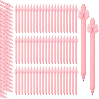 Fulmoon 50 Pcs Pink Bow Pens Coquette Ballpoint Pen Bulk Cute Writing Pens Black Ink Retractable for Birthday Baby Shower Bridal Shower Wedding Tea Party Office School Supplies (Light Pink, Bow) - color: Light Pink, size: 1 Count (Pack of 50)
