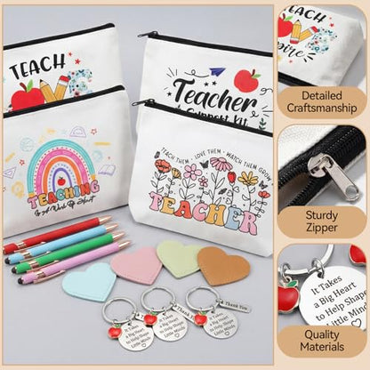 BESARME Teacher Appreciation Gifts Bulk, 16 Pcs Multi Color Large Bags, Pens, Keychains and Bookmarks for Teachers - for Teacher Appreciation Week Christmas Back to School and Retirement