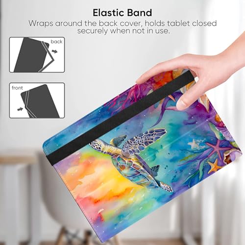 Universal 10 10.1 Inch Android Tablet Case,Slim Folding Stand Cover for All 9"-10.5" Touchscreen Tablet Case with Stylus Pen Holder,Sea Turtle - color: Sea Turtle