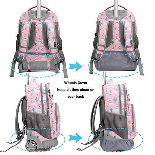 Tilami Rolling Backpack 18 inch Wheeled Laptop Backpack School College Student Travel Trip Boys and Girls, Alpaca - color: Alpaca