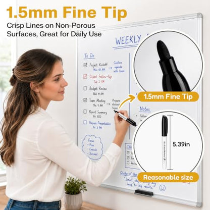 Jumlys 168 Pack Black Dry Erase Markers Fine Tip Bulk, Low Odor Ink | Non-Toxic, Quick-Drying, Easy to Erase from Whiteboards, Ideal for Classrooms, Offices and Home