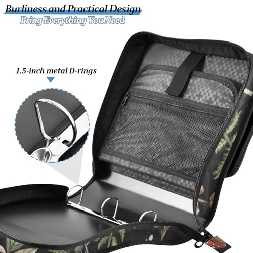 Kcldeci Zipper Binder Organizer 1.5inch 3 ring binder Bag for School and Office Expanding File Folder - color: F20