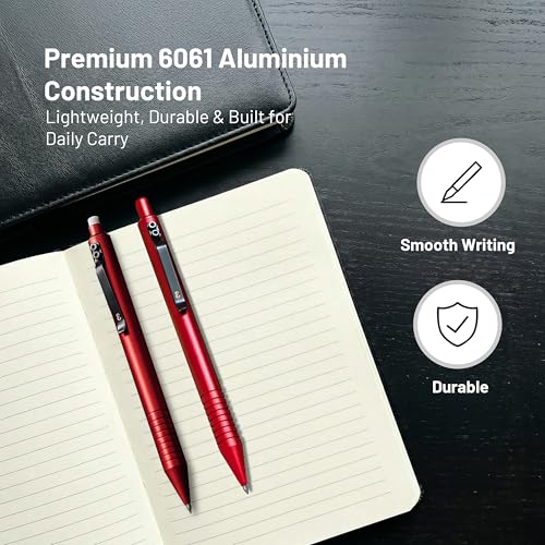 Everyman Crimson Grafton Pen and Pencil Set | Premium EDC Metal Gel Ink Pen + Mechanical Pencil | Refillable Executive Writing Tools for Office, Business, Men’s Gift & Daily Use - color: Crimson, style: Pen and Pencil Set