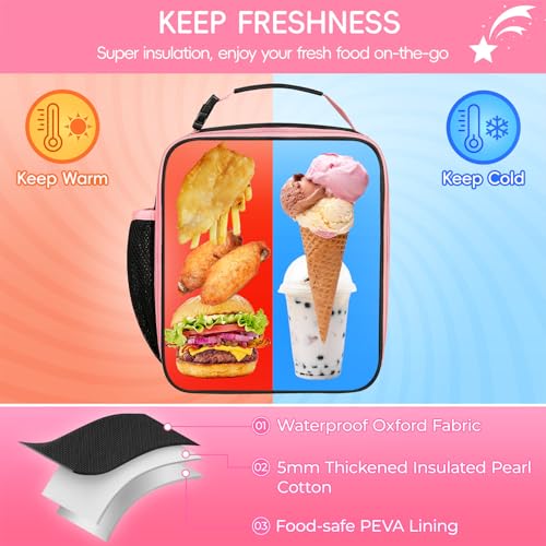 WOBAGMEN Initial Lunch Box for Women Girls,Insulated Lunch Bag with Monogram Letter,Cute Personalized Thermal Lunch Box for Teens Kids Adult for Work Camping Back to School Gift (pink, R) - size: R