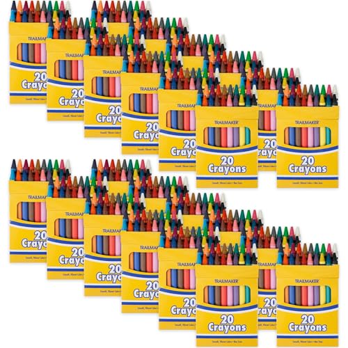 Trail maker Bulk Crayons for Kids (2000 Count), Classroom School Supplies, Party Favors, Donations, Daycare, Preschool & Summer Camp (100 Boxes of 20 Crayons) - color: 2000 count (100 Packs of 20 Crayons)