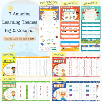 VOOWO Grooved Handwriting Practice for Kids, Larger & Deeper Magic Grooved Writing Practice for Kids Age 3-5, Reusable Letter Tracing Books, Preschool Learning Activities, Gift for Kids Boys and Girls