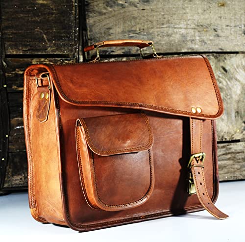 URBAN DEZIRE Men's Genuine Leather Small Briefcase Messenger Satchel I pad Tablet Bag 13 inch - size: 13" Length x 10" Height x 3.5" Depth