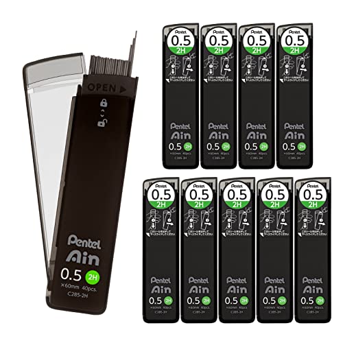 Pentel Ain C285-2H Mechanical Lead, 0.02 inches (0.5 mm), 2H, 10 Pieces - size: 1 Count (Pack of 10), style: 2H