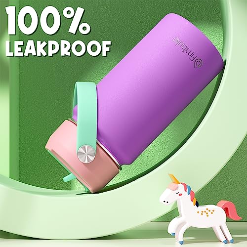 Fimibuke Kids Insulated Water Bottle - 14oz BPA-FREE 18/8 Stainless Steel Travel Tumbler Leak Proof Double Wall Vacuum Kid Cup with Straw Metal Water Bottle for School Boys Girls(1 Pack, Cotton Candy) - color: B22. Cotton Candy