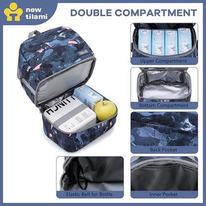 NEW TILAMI Kids Lunch Bag Double Insulated for tilami Rolling Backpack Girls Boys forTravel School Picnic, Spotted Camo Blue - color: Spotted Camo Blue