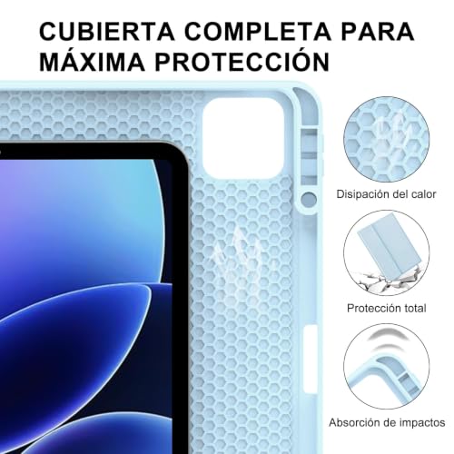 IVEOPPE Keyboard Case for Xiaomi Pad 8/8 Pro/Pad 7/7 Pro 11.2 Inch | Magnetic Detachable Bluetooth Connection,Pencil Holder,Stain-Resistant Full Protective Cover, Rechargeable, Blue - color: Sky Blue(Non-Backlit Keyboard)