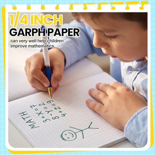 Ctosree 3 Pcs Primary Graph Paper for Kids 1/4 Inch Squares Elementary Math Graph Paper Composition Notebook 8.5 x 11 Inches Quad Ruled Grid Notebook for Kids K-2 School Supplies - size: 1/4 Inch