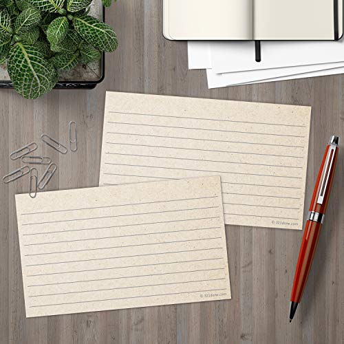 321Done Ruled Note Cards, 3x5 Thick Index Cards - Kraft Tan Card Stock, Notecards & Stationery with Lines for Writing, Stamping - Made in USA, Set of 50 - No Envelopes - size: Small (3 x 5)