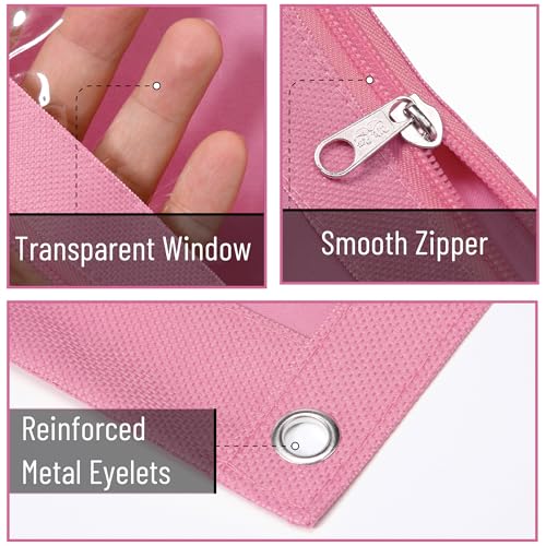 Mr. Pen- Pencil Pouch for 3 Ring Binder, 2 Pack, 10"x6.75", Smooth Zipper | Clear Window, Large Capacity Pencil Case with 3 Reinforced Grommets for School, Office, Supplies Storage | Clear Window, Large Capacity Pencil Case with 3 Reinforced Grommets for