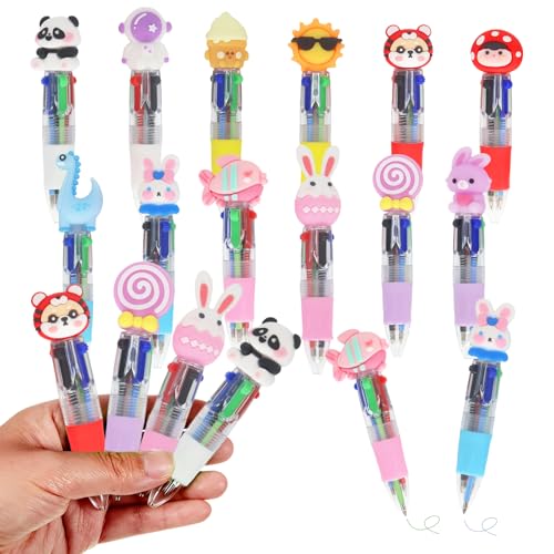 Party Favor for Kids Mini Multicolor Pens in One 4-in-1 Cute Pens Bulk for Kids Fun Kawaii Cool Ballpoint Pen for Birthdays Gifts and Goodie Bag Stuffers Teacher Supplies (Cute, 12) - style: Cute