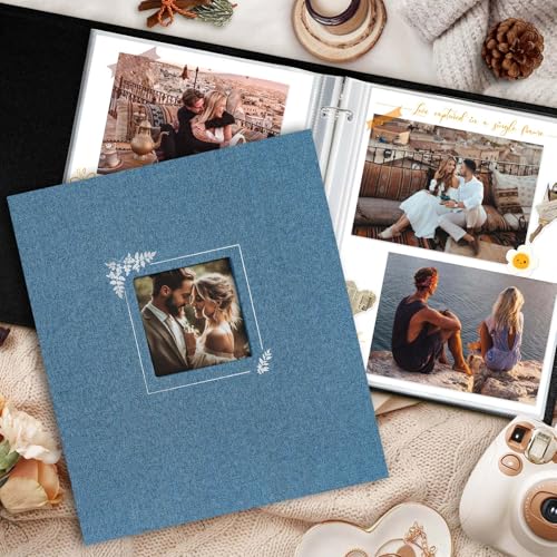 Lanpn Scrapbook Photo Album 8.5x11, Linen Window Design Cover Top Load 3 Ring Folder Binder Photobook Photo Book 8.5 x 11 inch with 30 Plastic Sleeves 60 Pages Blue - color: Blue, size: 8.5x11"