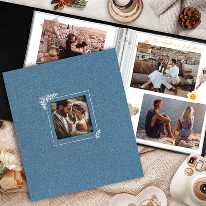 Lanpn Scrapbook Photo Album 8.5x11, Linen Window Design Cover Top Load 3 Ring Folder Binder Photobook Photo Book 8.5 x 11 inch with 30 Plastic Sleeves 60 Pages Blue - color: Blue, size: 8.5x11"