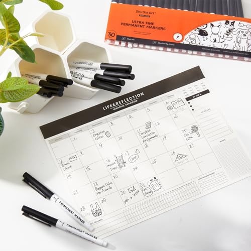 Shuttle Art Permanent Marker, 30 Pack Ultra Fine Point Black Permanent Marker set, Works on Plastic,Wood,Stone,Metal and Glass for Doodling, Marking - size: 1 Count (Pack of 30), style: 30 Pack Black