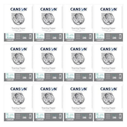 Canson Tracing Paper Pad, 9" x 12", Top Bound, 30 lb. (50gsm), 50 Sheets/Pad, Class Pack of 12 Pads, 600 Sheets Total - size: 9" x 12" (12-Pack)