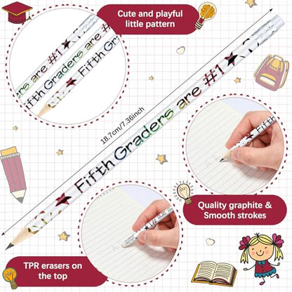 Tenceur 48 Pcs 5th Graders Pencils Bulk Motivational Pencils with Erasers Inspirational Pencil with Back to School Supplies for Kids Student Teacher Classroom Reward - style: 5th Graders