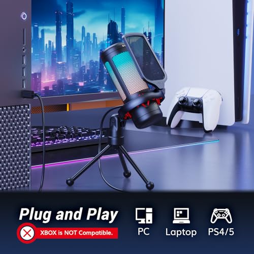 TONOR Gaming Microphone Set, USB Condenser Mic for PC with Stand, Controllable RGB, Quick Mute, Volume Control, for Twitch Streaming, Discord Chatting, 200 cm/78inch Cable, Desktop Stand TC310 - style: RGB Mic with Desktop Stand
