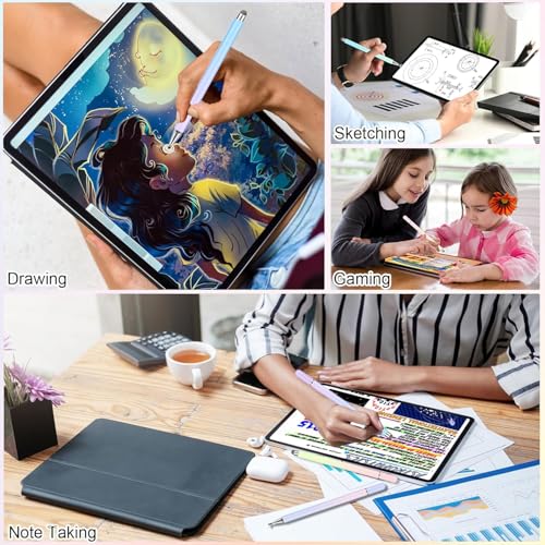 Stylus Pen for Samsung Galaxy Tab A11+/A11/A9Plus/A9/A8 Plus/A8/A7 Compatible with iPad iOS/Android 15/14 Tablet (Purple+Pink+Blue+Green 4 Macaron Colors) - color: Purple+Pink+Blue+Green 4 Macaron Colors