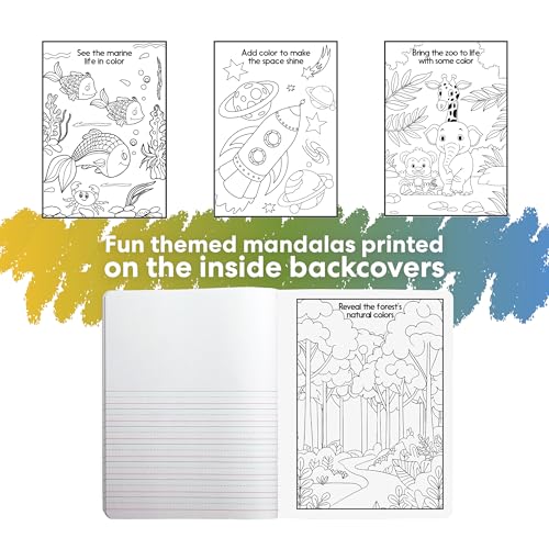 K-2 Primary Journal ½ Page ½” Ruled, 7.5”x9.75” 100 Eco Sheets, 4-Pack | Themed Mandalas Add-On, Responsibly Sourced Paper, Sturdy Cardstock Covers – No Plastic Used