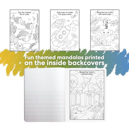 K-2 Primary Journal ½ Page ½” Ruled, 7.5”x9.75” 100 Eco Sheets, 4-Pack | Themed Mandalas Add-On, Responsibly Sourced Paper, Sturdy Cardstock Covers – No Plastic Used