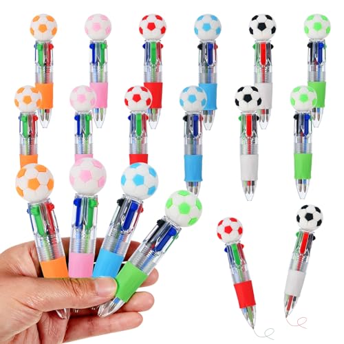 Soccer Party Favors Soccer Pens Mini Multicolor Pen in One Cute Fun 4-in-1 Pens Bulk Cool Ballpoint Pens for Birthday Gifts Teacher Supplies (Soccer, 12) - style: Soccer
