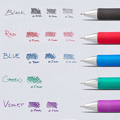 Pentel® EnerGel™ Deluxe RTX Retractable Liquid Gel Pens, Fine Point, 0.5 mm, 54% Recycled, Blue Barrel, Black Ink, Pack Of 12 Pens - color: Black, size: 12 Count (Pack of 1)