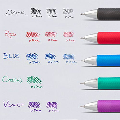 Pentel® EnerGel™ Deluxe RTX Retractable Liquid Gel Pens, Fine Point, 0.5 mm, 54% Recycled, Blue Barrel, Black Ink, Pack Of 12 Pens - color: Black, size: 12 Count (Pack of 1)